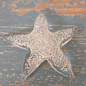 Clear and White Starfish Paperweight